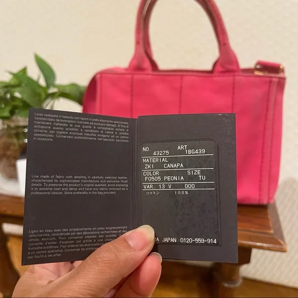 Authentic Prada Canapa Handbag/ sling bag Color Peonia/ Pink - Picture 4 of 15